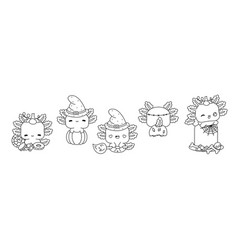 Collection Of Halloween Axolotl Outline