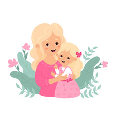 Cute Woman Blonde With Baby Daughter