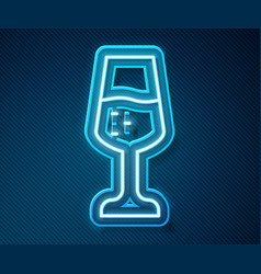 Glowing Neon Line Glass Of Champagne Icon