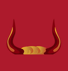 Golden Bull Horns On A Red Background Business