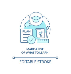 Make List Of What To Learn Turquoise Concept Icon