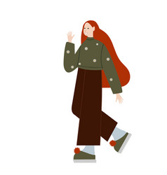 Woman With Long Red Hair Walking