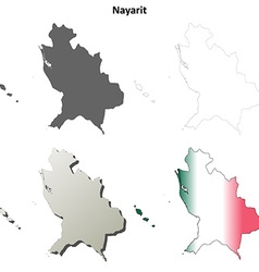 Nayarit Blank Outline Map Set