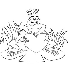 Outlined Frog Prince With Gold Crown Character