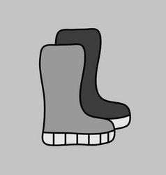 Rubber Boots Isolated Grayscale Icon