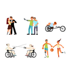 Set Of Men And Women Sportsmens With Incapability