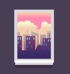 Home Window With Big City Outside Cloud