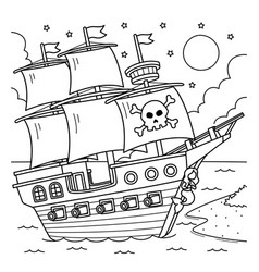 Pirate Ship Coloring Page For Kids