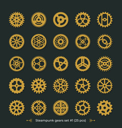 Brass Cogs On Dark Green Background Steampunk