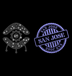 Scratched San Jose Badge And Glossy Net Nanobot