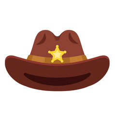 Brown Cowboy Hat With Gold Sheriff Badge