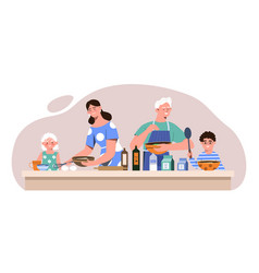 Family Cooking At Kitchen Concept