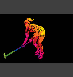 Field Hockey Sport Female Player Action