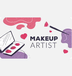 Makeup Artist Palette With Colors And Brushes