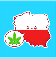 Cute Happy Funny Poland Map And Flag