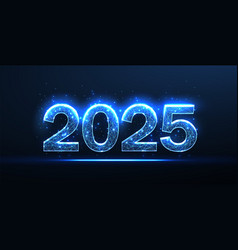 Digital Numbers 2025 New Year Blue Background