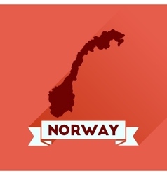 Flat Icon With Long Shadow Norway Map