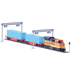 Freight Train And Container Railcars