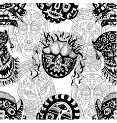 Seamless Pattern With Ethnic Masks