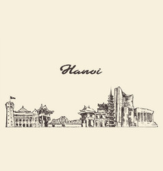 Hanoi Skyline Vietnam Hand Drawn Sketch