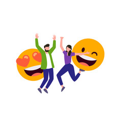 Boy And Girl Celebrating Emoji Day