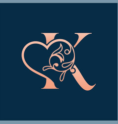 Heart Rose Gold Beauty Letter J