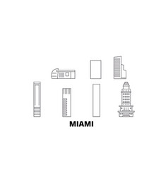 United States Miami City Line Travel Skyline Set