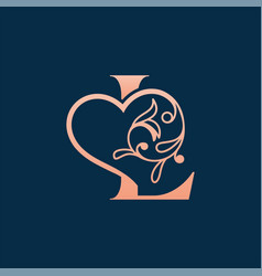 Heart Rose Gold Beauty Letter K