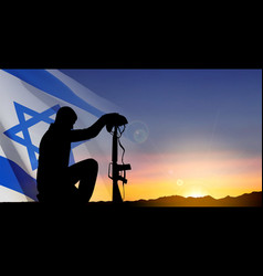 Silhouette Of Soldier With Israel Flag