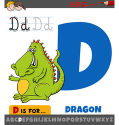 Letter D From Alphabet With Cartoon Dragon