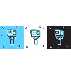 Set Action Extreme Camera Icon Isolated On Blue