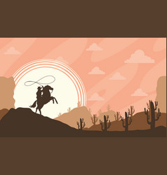 Cowboy In The Desert Scene