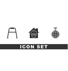 Set Walker Nursing Home And Disco Ball Icon