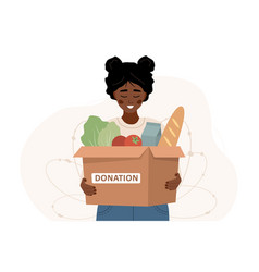 Food Donation African Woman Holding In Hands