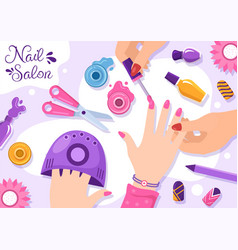 Nail Polish Salon Template Hand Drawn Cartoon