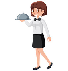 Waitress Serving Food On White Background