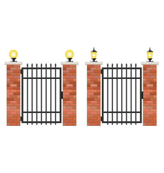 Brick And Steel Gate Isolated On White Background