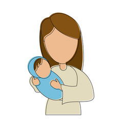 Virgin Mary Holding Baby Jesus Cartoon