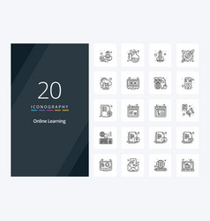 20 Online Learning Outline Icon For Presentation