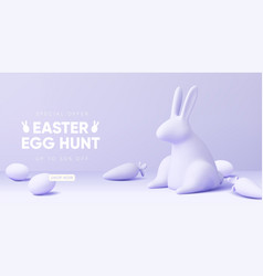 Easter Holiday Banner With 3d Objects Matt