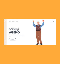 Happy Aging Landing Page Template Old Male