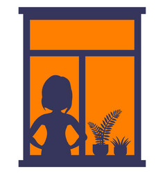 Silhouette Of A Girl In The Window