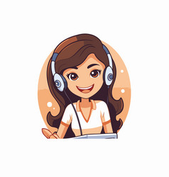 Call Center Operator With Headset In A Flat Style