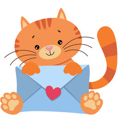 Cute Cat Holding A Letter Envelope