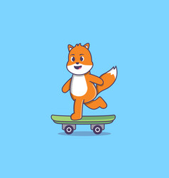 Cute Cat Playing Skateboard Cartoon