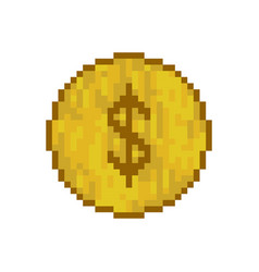 Dollar Coin Pixel Art 8 Bit Design On White