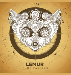 Lemur Face Silhouette With Gears