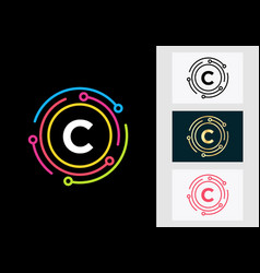 Letter C Technology Logo Design Network Logo