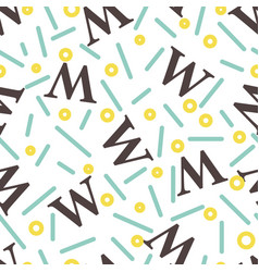 Letter W Alphabet Seamless Pattern