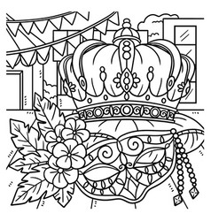 Mardi Gras King Crown And Mask Coloring Page